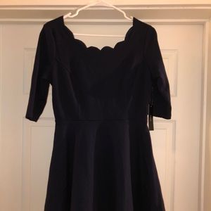 NWT Lulus navy scalloped neckline dress